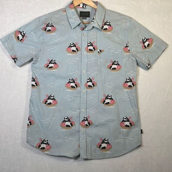 Valor collective floating panda bear short sleeve button‎ shirt- Men Large - Picture 1 of 6